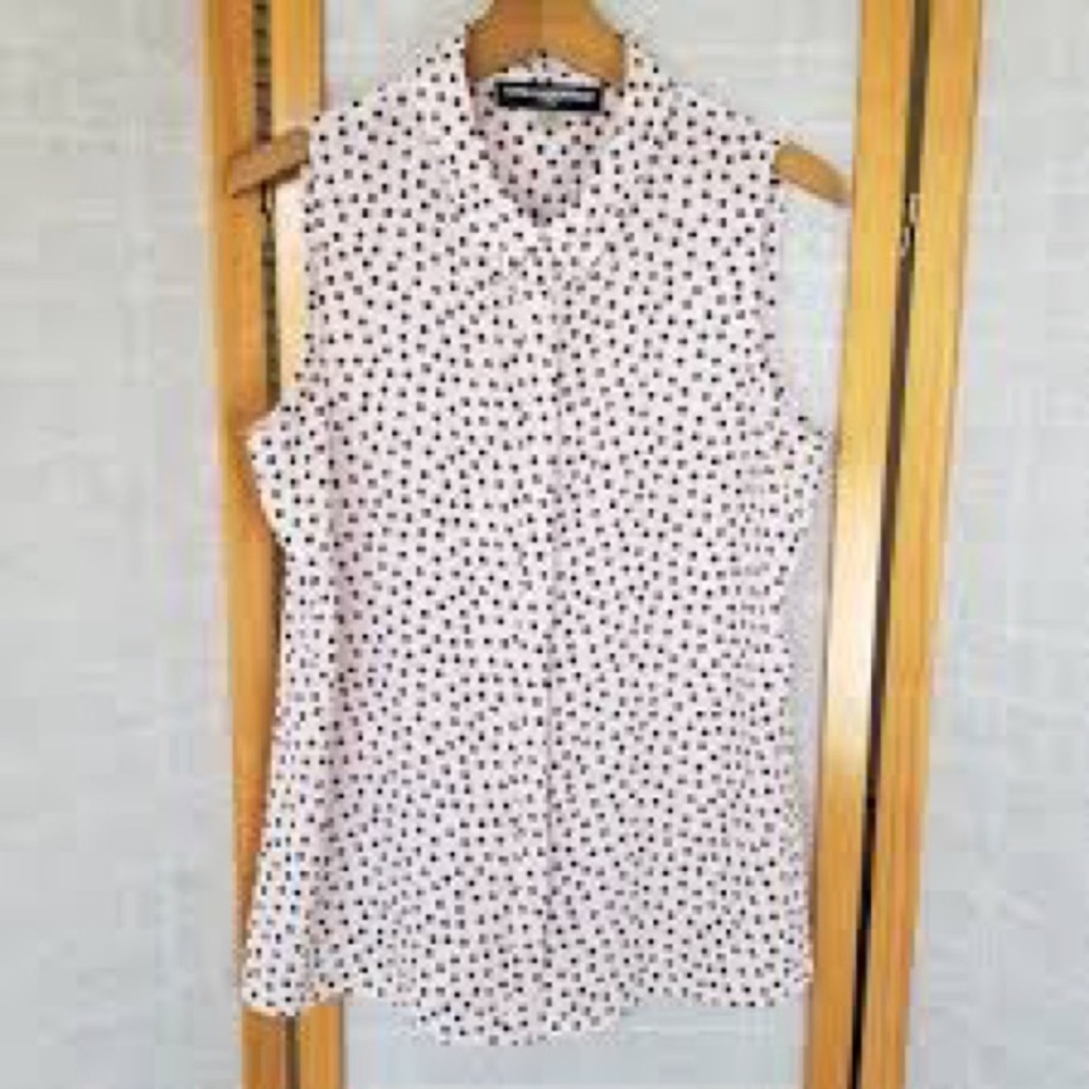 Karl Lagerfeld Blush and Black Polka Dot Blouse